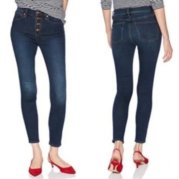 J.Crew High-Rise Skinny Button-Fly Jeans – Dark Wash, Size 27 - Picture 2 of 7